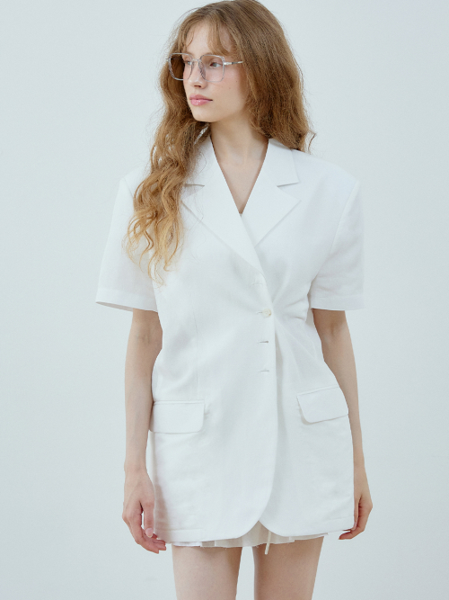 2WAY LINEN HALF SLEEVE JACKET(IVORY)