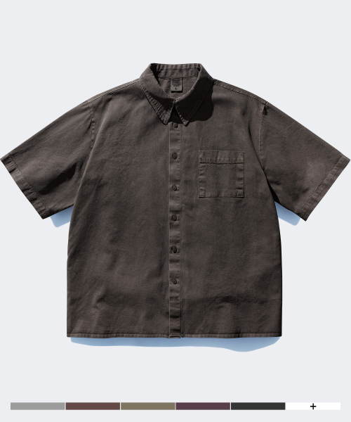 Свободная рубашка оксфорд с коротким рукавом Dark Brown KHSS4645