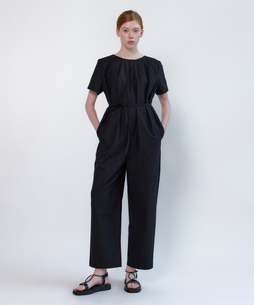 Cotton Pleats Jumpsuit_Black
