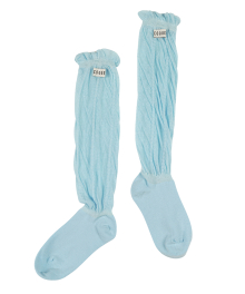 SEE THROUGH STRIPE BASIC MIDDLE KNEE SOCKS BABY BLUE