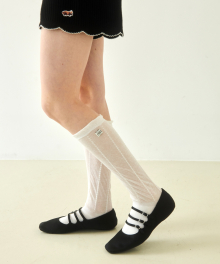 SEE THROUGH STRIPE BASIC MIDDLE KNEE SOCKS IVORY