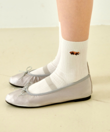 BABY LESSER PANDA PATCH BASIC SHORT SOCKS IVORY