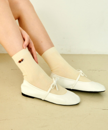 BABY LESSER PANDA PATCH BASIC SHORT SOCKS CREAM