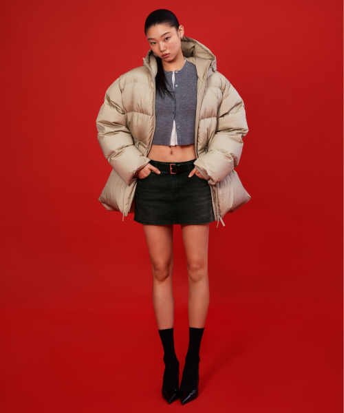 Женский пуховик средней длины Bright Hooded [Beige]