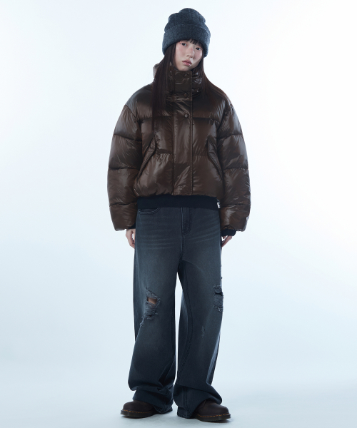 무신사 스탠다드 우먼() 우먼즈 데일리 푸퍼 글로시 숏 패딩 재킷 [브라운] 상품 이미지