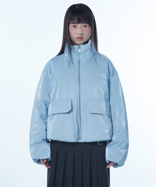 Женский глянцевый пуховик Daily (Light Blue)