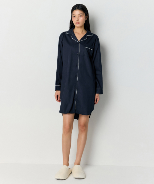 WOMENS COTTON MODAL PAJAMA ONEPIECE [NAVY/WHITE]