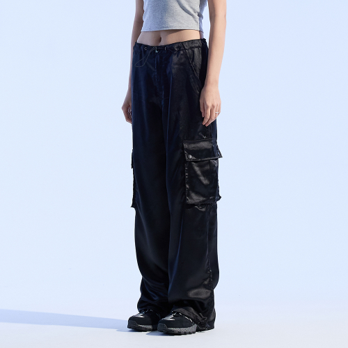 Сатиновые брюки карго (METALLIC BLACK)