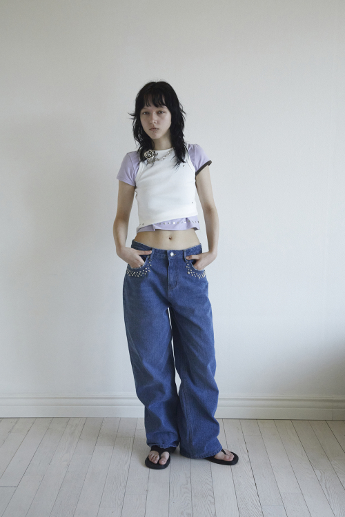 MUSINSA | DARED STAR STUD SAND JEANS