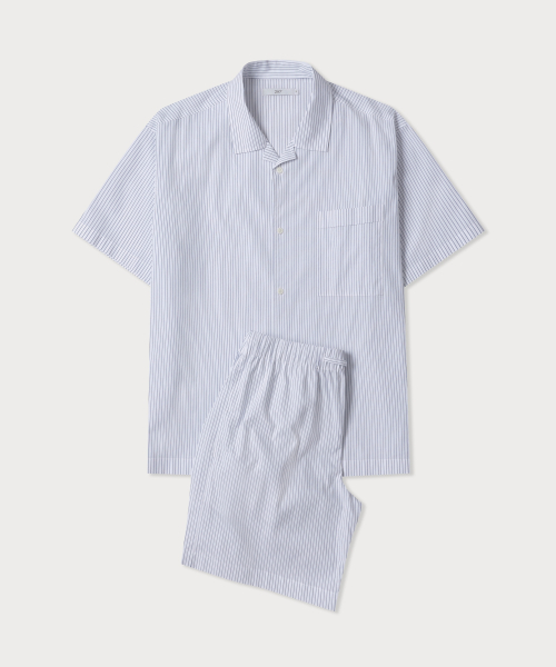 STRIPED SHORT SLEEVE PAJAMA SET WHITE
