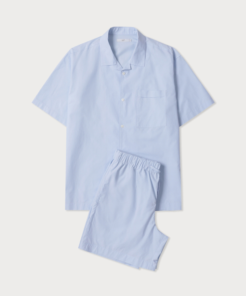 однотонный SLEEVE PAJAMA SET SKY BLUE