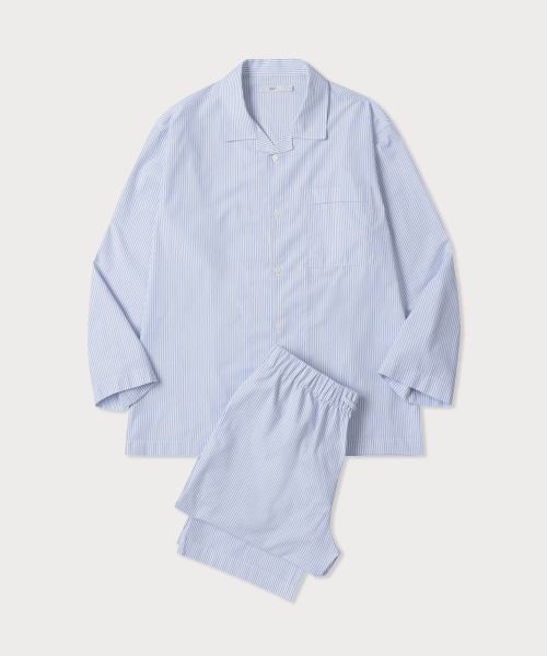 STRIPED LONG SLEEVE PAJAMA SET BLUE