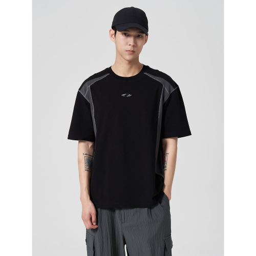 Поло-футболка с одним акцентом и текстурой, Black (424742DY25)