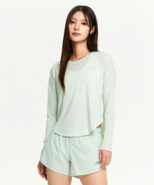 NBNDE4P152 / WOMEN 릴렉스드 긴팔티 (GREEN)