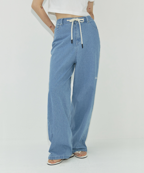 (UX)STRING SLAP WIDE DENIM PANTS INDIGO