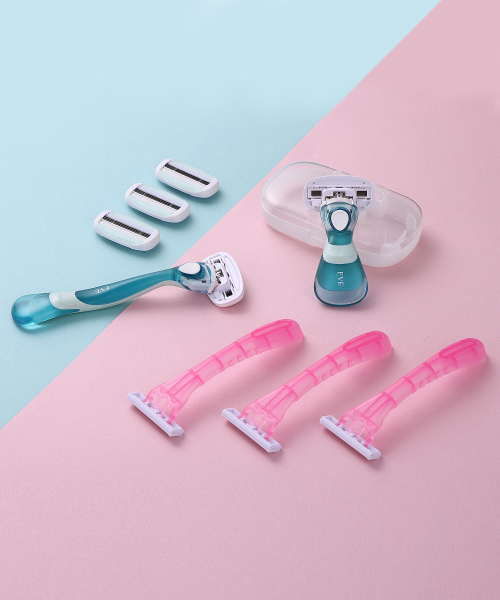 샤이 이브크리미 여성 제모세트 ( 롱핸들+숏핸들+날 총5입+휴대용면도기+케이스)