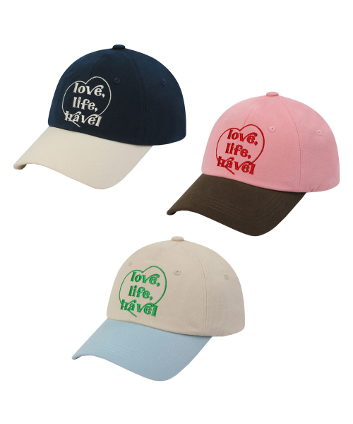 韓国かわいい【MAZZZZY】love, life, travel Cap (3 colors) 마찌(MAZZZZY) love, life, travel Cap (3 colors) - 사이즈