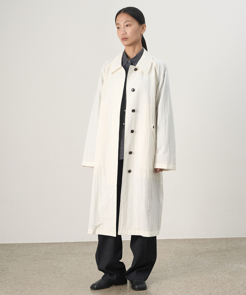 Washed Balmacan Coat Ivory