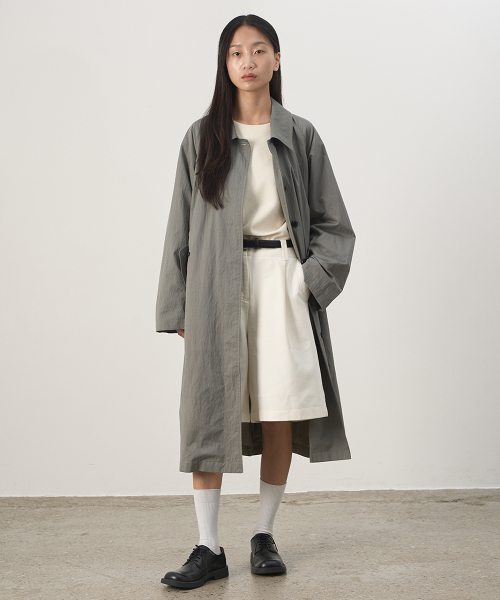 Washed Balmacan Coat Sage Grey