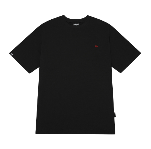 MUSINSA | LENGAGEMENT Small Heart Relax Fit Modal Short Sleeve Tee [Black]