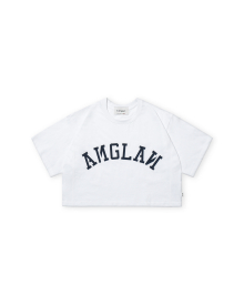 [AG.W] Applique Crop Half Tee - White