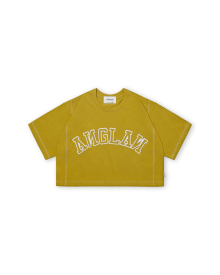 [AG.W] Applique Crop Half Tee - Mustard