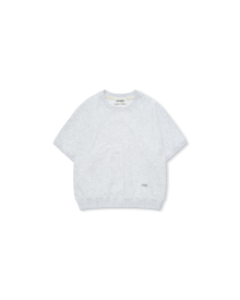 [AG.W] Round Raglan Sweat Half Tee - White Melange