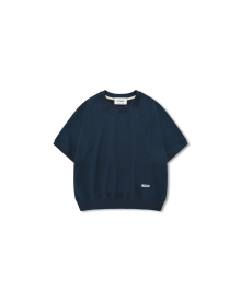 [AG.W] Round Raglan Sweat Half Tee - Navy