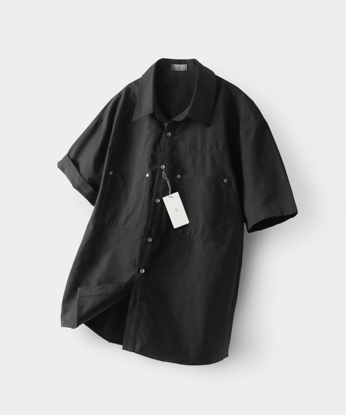 MUSINSA | MIS PRODUCT Rivet Work Half Shirt_Black