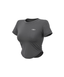 QUICK DRY SYMBOL B CROP T-SHIRTS [CHARCOAL]