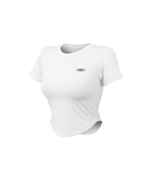 QUICK DRY SYMBOL B CROP T-SHIRTS [WHITE]