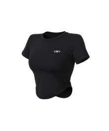 QUICK DRY SYMBOL B CROP T-SHIRTS [BLACK]