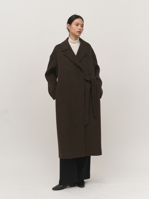 Side Belted Coat Brown
