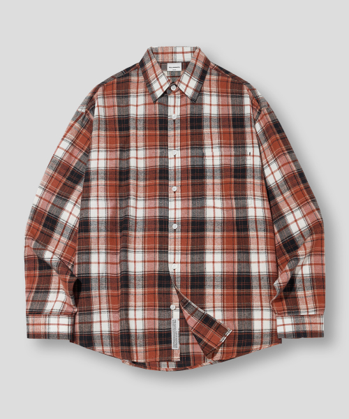 필루미네이트() 웨키 체크 셔츠-오렌지 상품 이미지