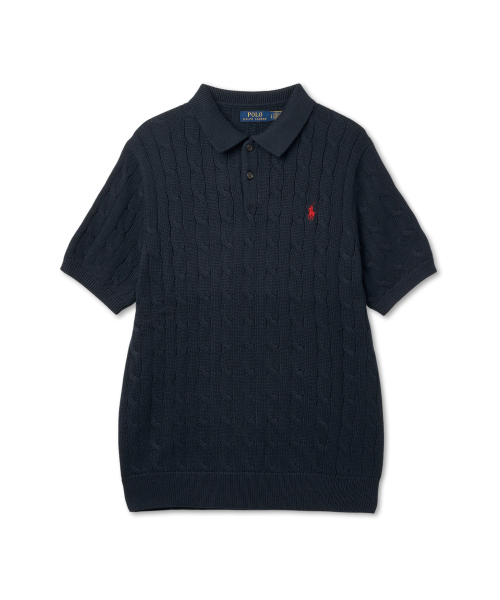 SSCBLPLCKTPP-SHORT SLEEVE-PULLOVER 5/1 ROVING COTTON - HUNTER NAVY