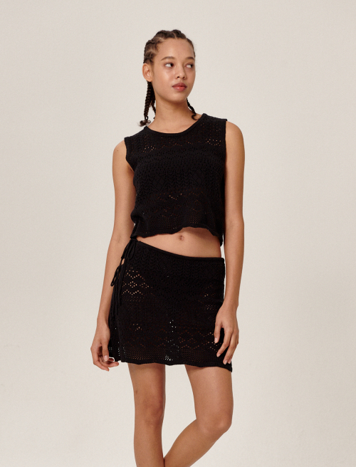 Tiki Knitted Sleeveless Black