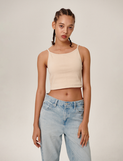 Tiam Crop Bra Top Beige