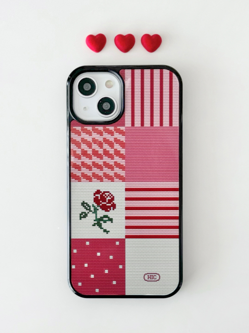하이칙스(HIGH CHEEKS) Patchwork Rose Cross Stitch Bumper Case_HC2477EP003M - 후기 | 무신사