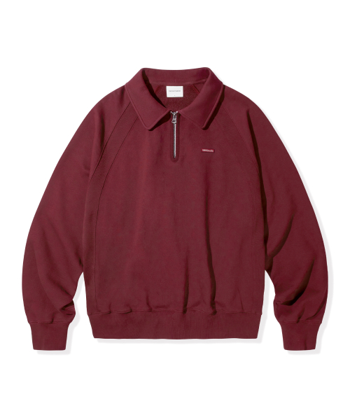 Свитшот с воротником и полумолнией Small Logo, Burgundy