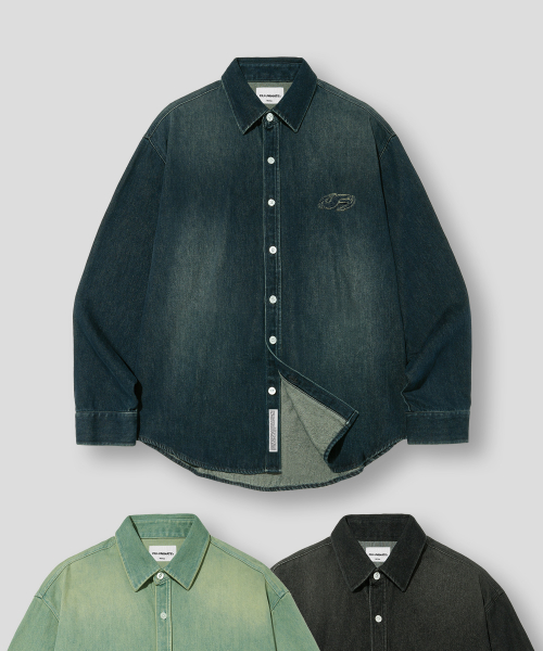 필루미네이트() 스톤 워시드 아플리케 셔츠-3Color 상품 이미지