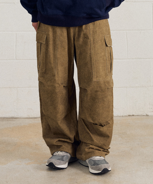 필루미네이트() 코튼 워시드 카고 팬츠-베이지 상품 이미지