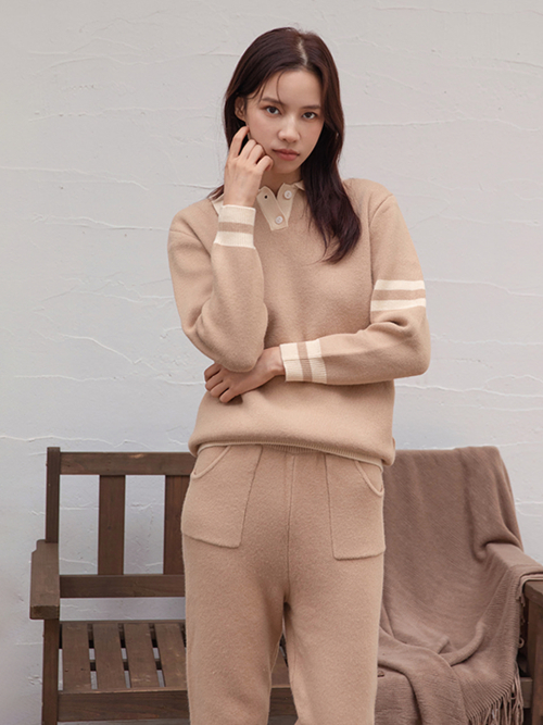 Трикотажный двухпредметный комплект Almond Beige