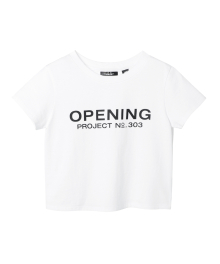 W Cropped Opening Classic Half T Shirt - White