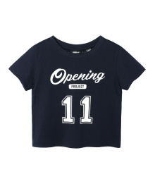 W Cropped No11 Half T Shirt - Navy