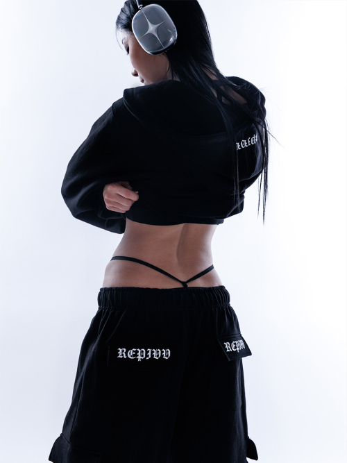 Карго-джоггеры с дистрессд логотипом (Black)