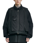 Layered Padded Zip Up Vest [BLACK]