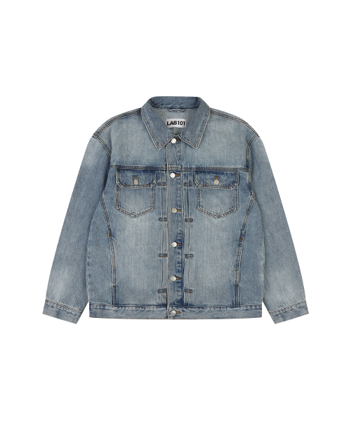 Полуоверсайз плиссированная джинсовая куртка (Light Blue)