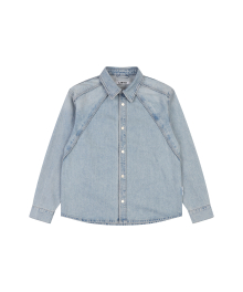 TUCKED LINE WRINKLE WASH DENIM SHACKET