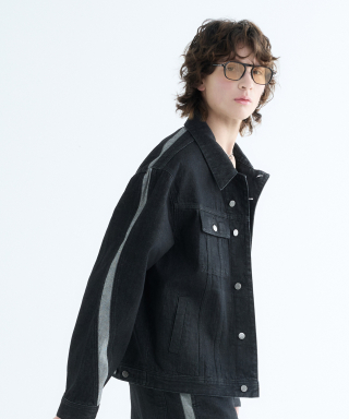 랩원오원(LAB101) CURVED LINE COLORED RIGID DENIM JACKET 상품 이미지