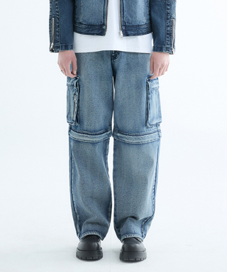 랩원오원(LAB101) RICHARD 2WAY CARGO ZIPPER FADING WASH 상품 이미지